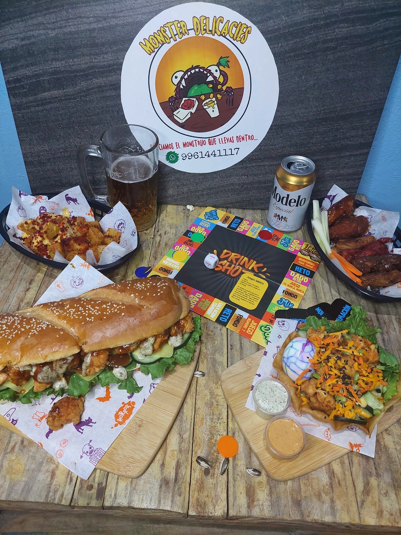 Comida y juego de mesa